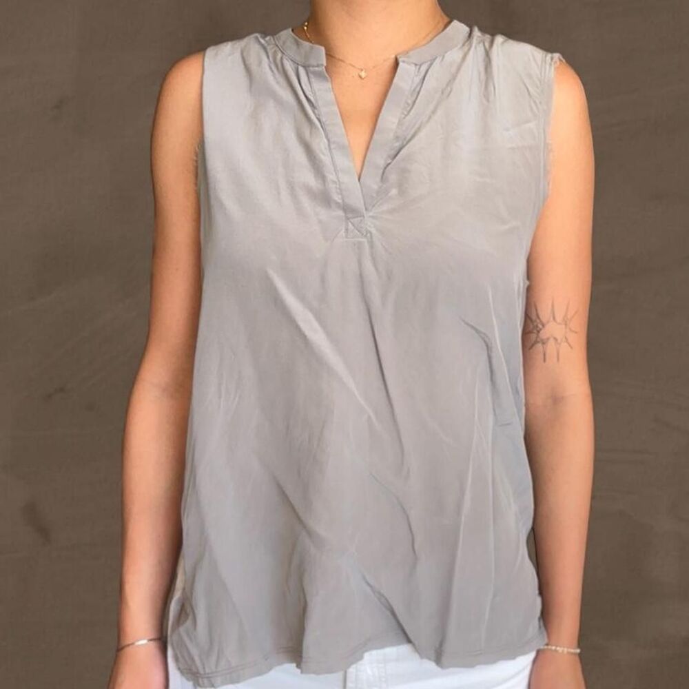 Terre Jacobs Silk Raw Hem Boho Stretch Jersey Top M